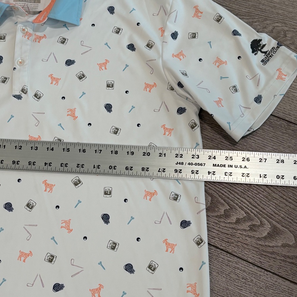 Swannies Golf Polo Mens XL White Goat All Over Pattern Print Preppy Athletic - Picture 6 of 8
